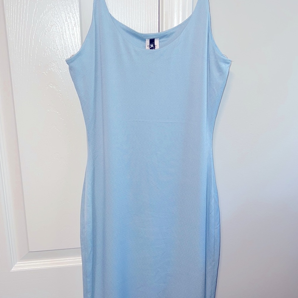 Solid light blue spaghetti strap dress